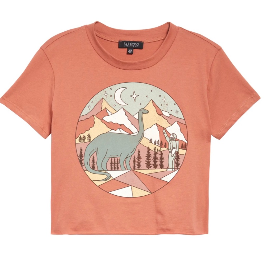 La La Land Crop Dino t-shirt rust orange